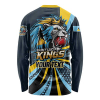 Custom Saint Lucia Cricket Long Sleeve Shirt Go Champion St Lucia Lion Kings - Wonder Print Shop
