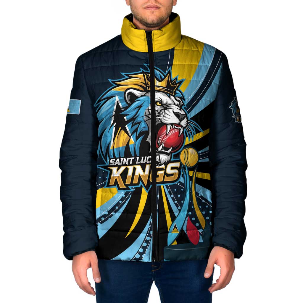 Custom Saint Lucia Cricket Padded Jacket Go Champion St Lucia Lion Kings - Wonder Print Shop