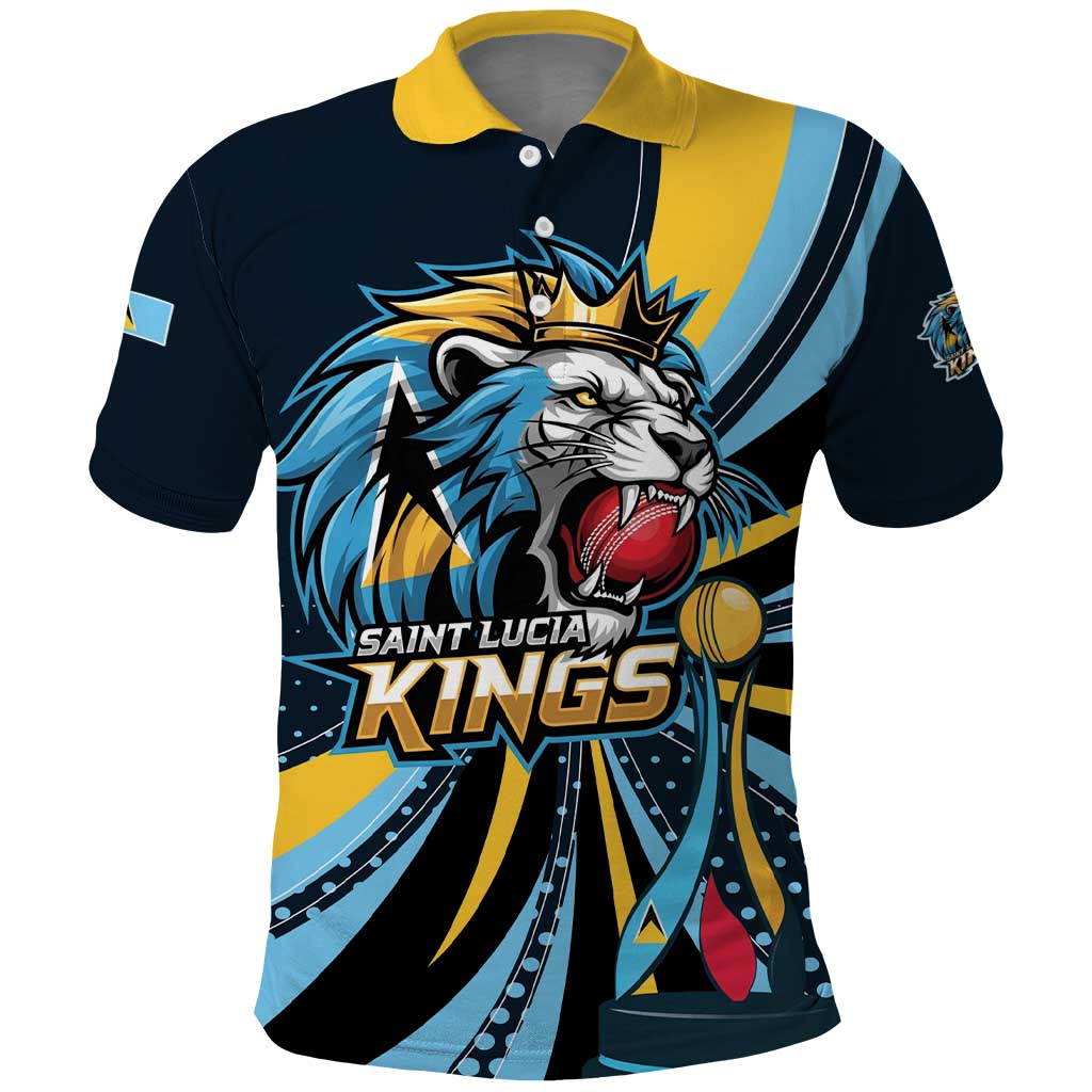 Custom Saint Lucia Cricket Polo Shirt Go Champion St Lucia Lion Kings - Wonder Print Shop