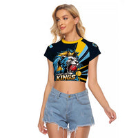 Custom Saint Lucia Cricket Raglan Cropped T Shirt Go Champion St Lucia Lion Kings - Wonder Print Shop