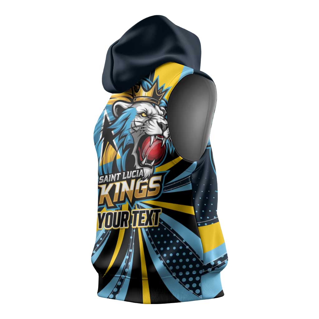 Custom Saint Lucia Cricket Sleeveless Hoodie Go Champion St Lucia Lion Kings - Wonder Print Shop