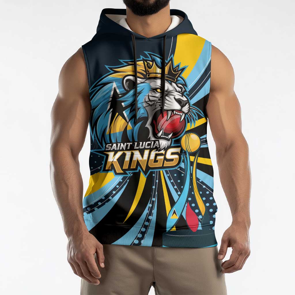 Custom Saint Lucia Cricket Sleeveless Hoodie Go Champion St Lucia Lion Kings - Wonder Print Shop