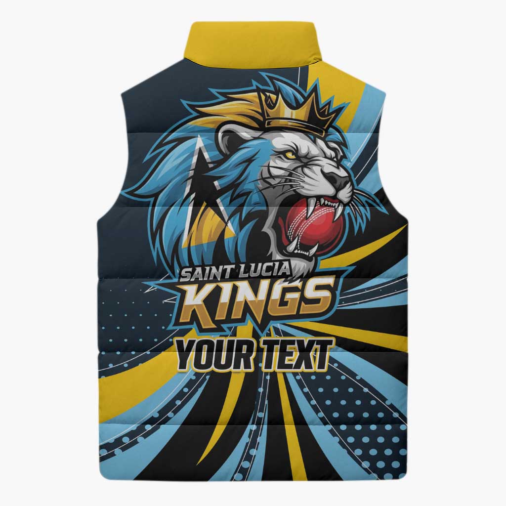 Custom Saint Lucia Cricket Sleeveless Puffer Jacket Go Champion St Lucia Lion Kings - Wonder Print Shop