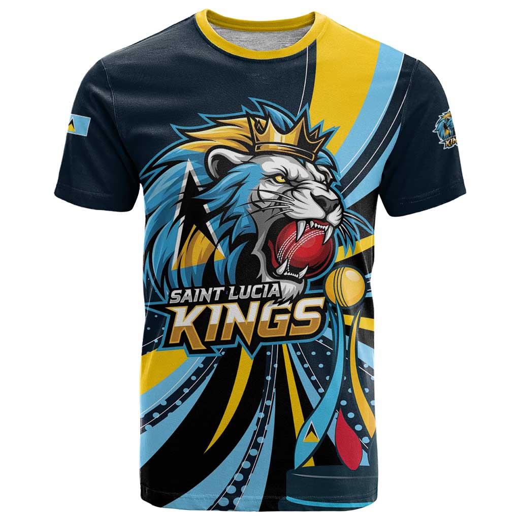 Custom Saint Lucia Cricket T Shirt Go Champion St Lucia Lion Kings - Wonder Print Shop