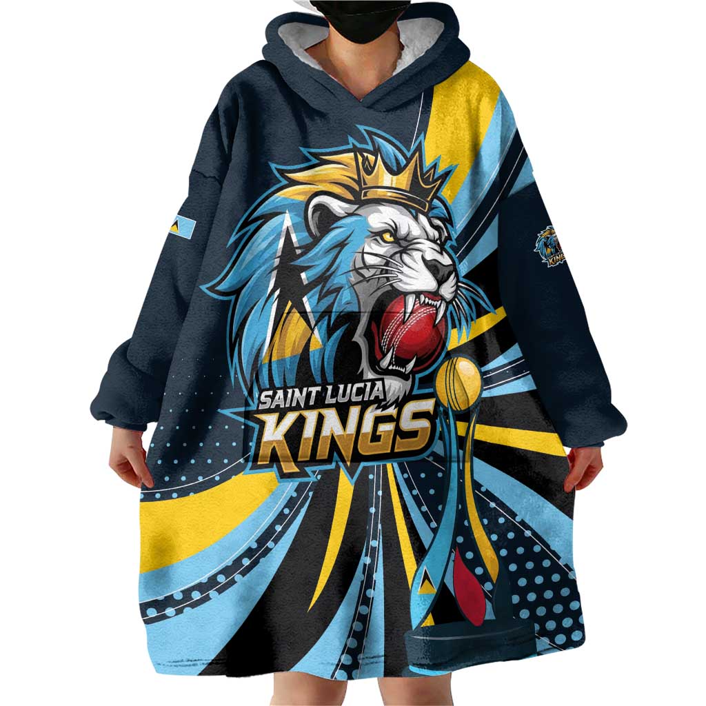 Custom Saint Lucia Cricket Wearable Blanket Hoodie Go Champion St Lucia Lion Kings - Wonder Print Shop