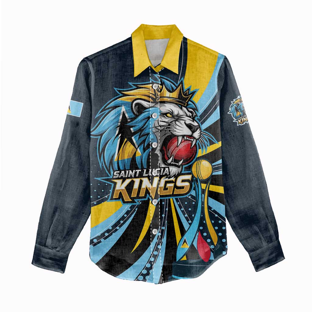 Custom Saint Lucia Cricket Women Casual Shirt Go Champion St Lucia Lion Kings - Wonder Print Shop