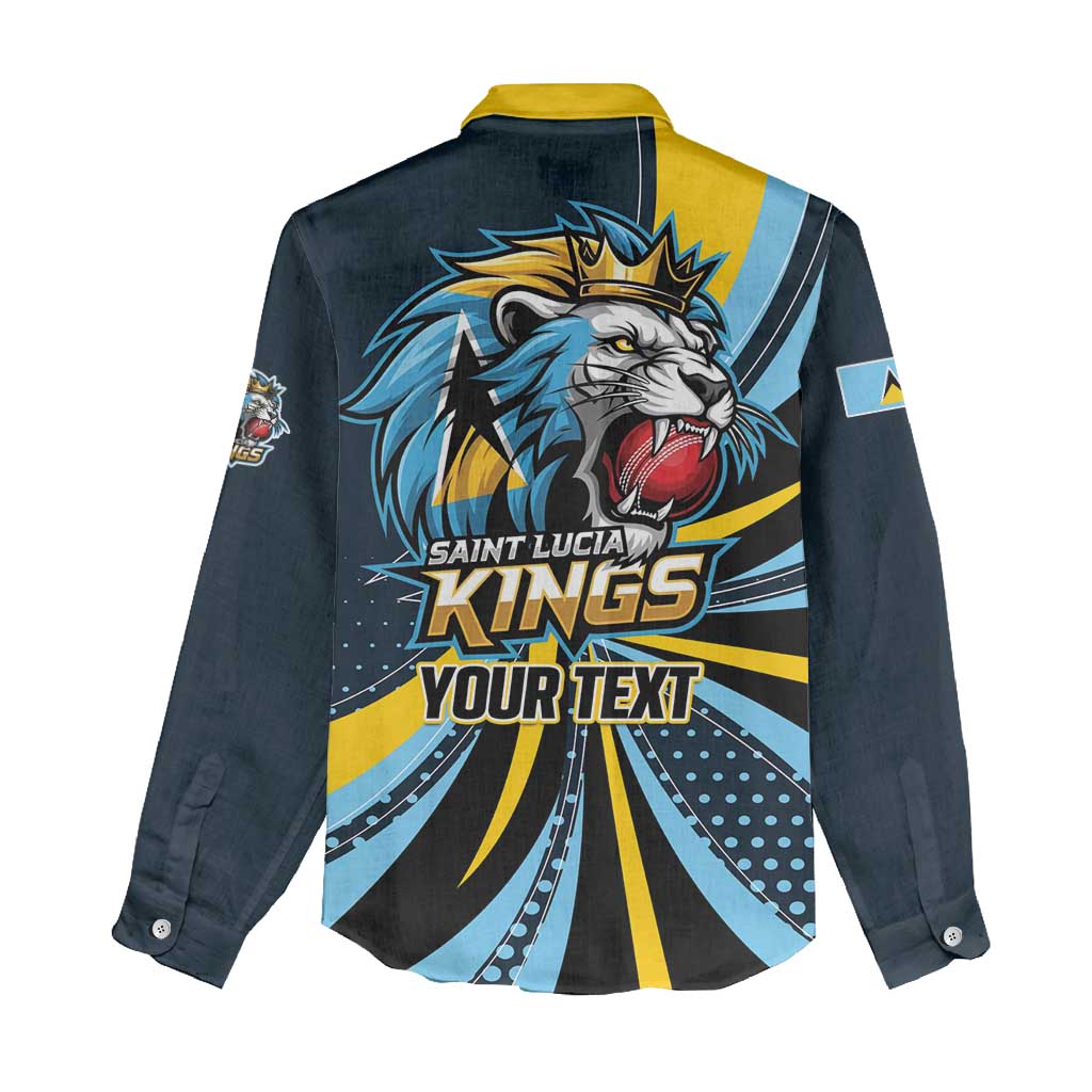 Custom Saint Lucia Cricket Women Casual Shirt Go Champion St Lucia Lion Kings - Wonder Print Shop