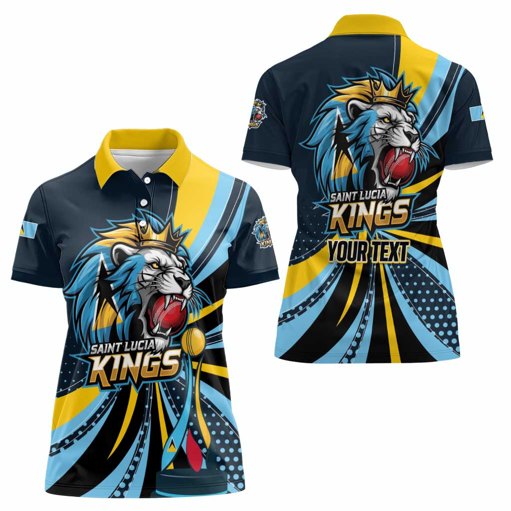 Custom Saint Lucia Cricket Women Polo Shirt Go Champion St Lucia Lion Kings - Wonder Print Shop