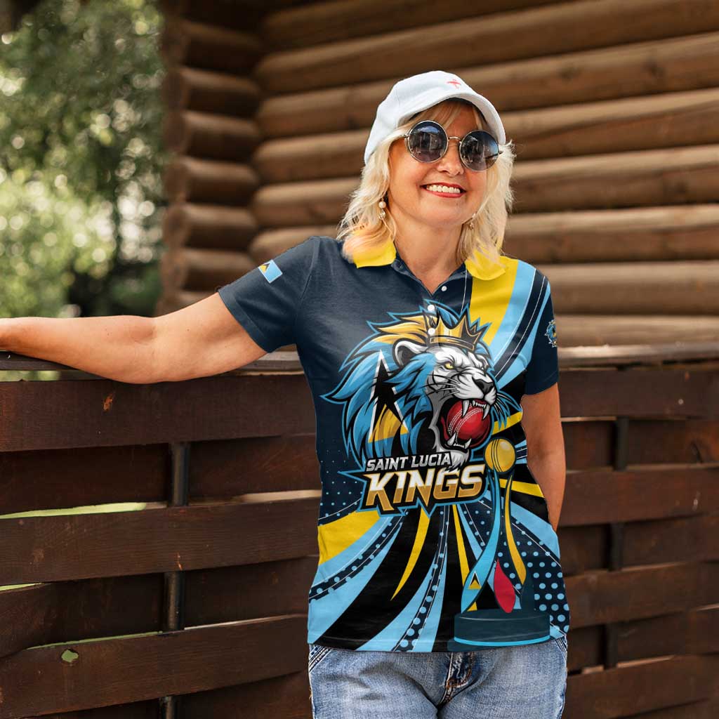 Custom Saint Lucia Cricket Women Polo Shirt Go Champion St Lucia Lion Kings - Wonder Print Shop