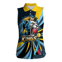 Custom Saint Lucia Cricket Women Sleeveless Polo Shirt Go Champion St Lucia Lion Kings - Wonder Print Shop