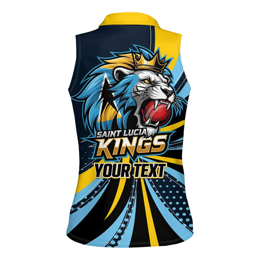 Custom Saint Lucia Cricket Women Sleeveless Polo Shirt Go Champion St Lucia Lion Kings - Wonder Print Shop
