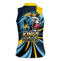 Custom Saint Lucia Cricket Women Sleeveless Polo Shirt Go Champion St Lucia Lion Kings - Wonder Print Shop
