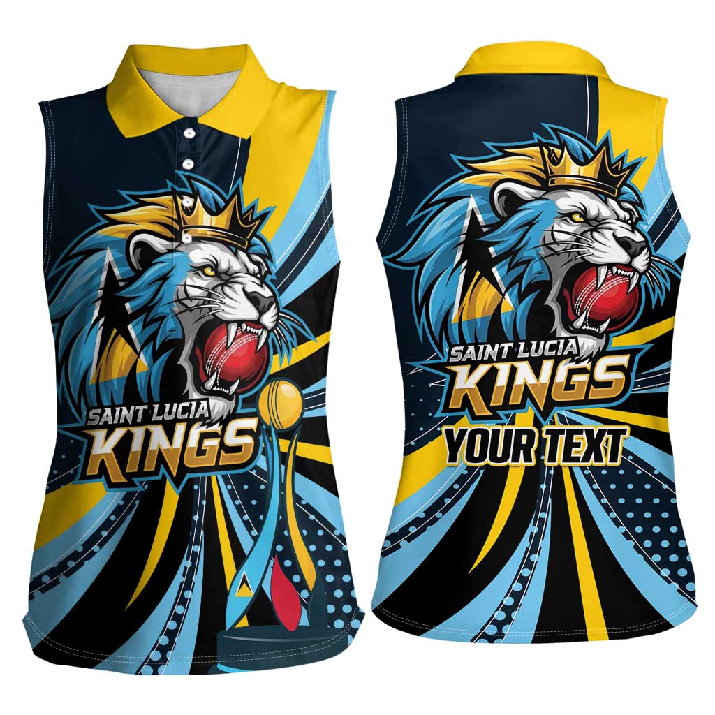 Custom Saint Lucia Cricket Women Sleeveless Polo Shirt Go Champion St Lucia Lion Kings - Wonder Print Shop