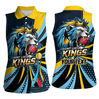 Custom Saint Lucia Cricket Women Sleeveless Polo Shirt Go Champion St Lucia Lion Kings - Wonder Print Shop