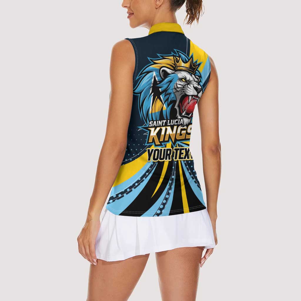 Custom Saint Lucia Cricket Women Sleeveless Polo Shirt Go Champion St Lucia Lion Kings - Wonder Print Shop