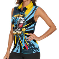 Custom Saint Lucia Cricket Women Sleeveless Polo Shirt Go Champion St Lucia Lion Kings - Wonder Print Shop