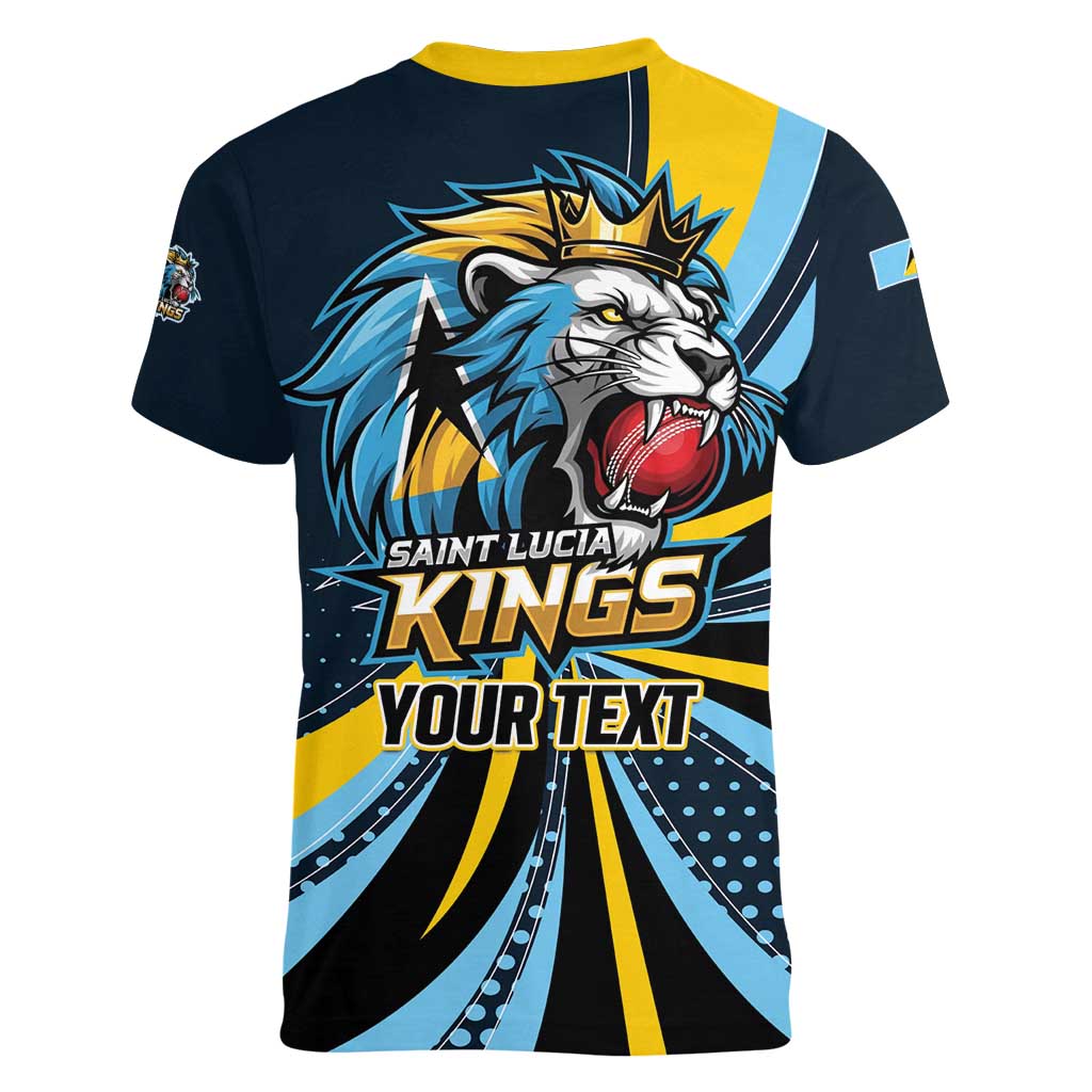 Custom Saint Lucia Cricket Women V-Neck T-Shirt Go Champion St Lucia Lion Kings - Wonder Print Shop