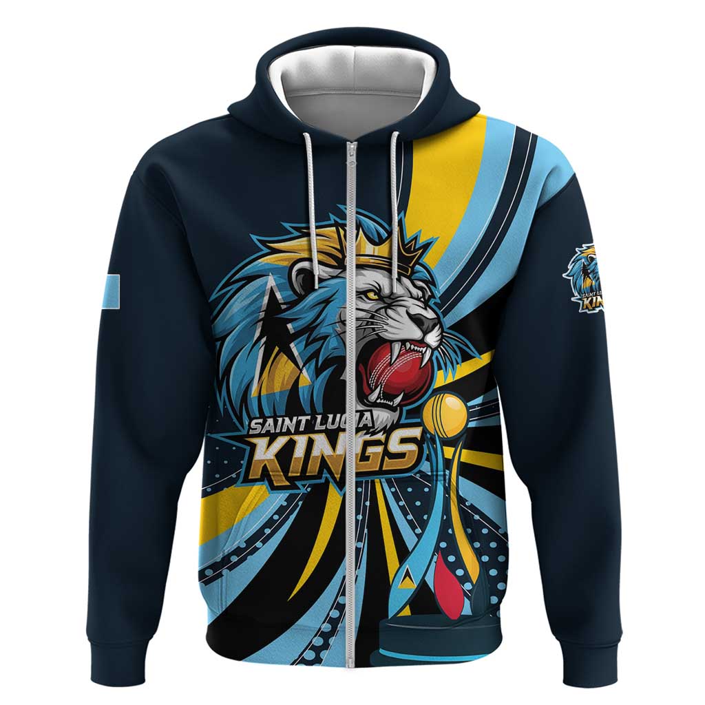 Custom Saint Lucia Cricket Zip Hoodie Go Champion St Lucia Lion Kings - Wonder Print Shop