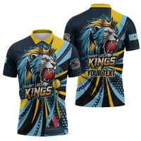 Custom Saint Lucia Cricket Zipper Polo Shirt Go Champion St Lucia Lion Kings - Wonder Print Shop
