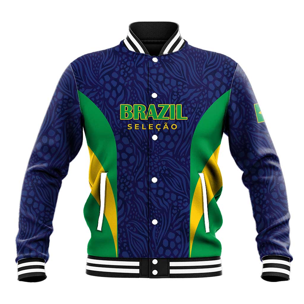 Custom Brazil Football Baseball Jacket Canary Squad Go Champions - Wonder Print Shop