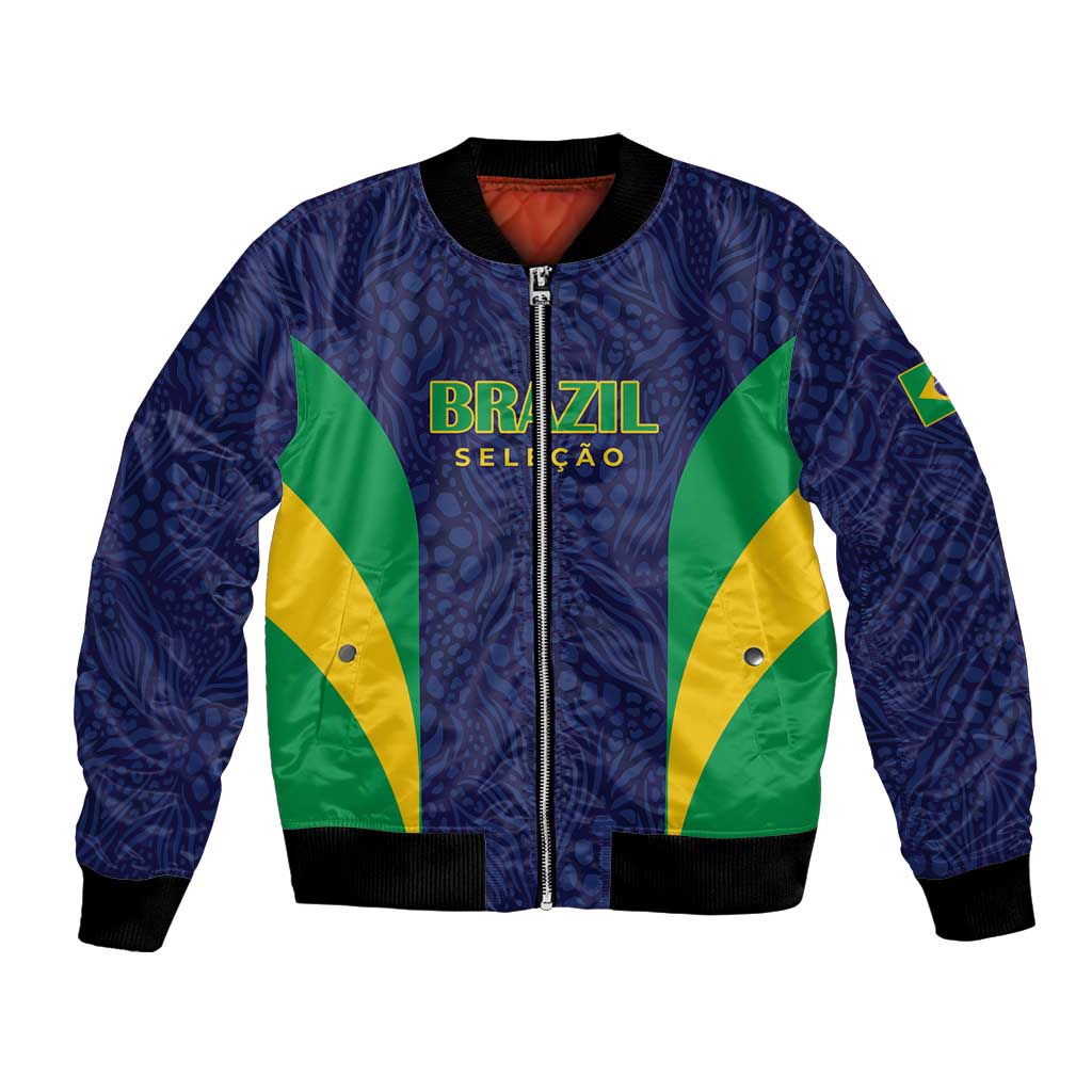 Custom Brazil Football Bomber Jacket Canary Squad Go Champions - Wonder Print Shop