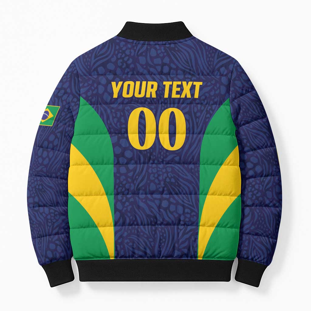 Custom Brazil Football Bomber Puffer Jacket Canary Squad Go Champions - Wonder Print Shop