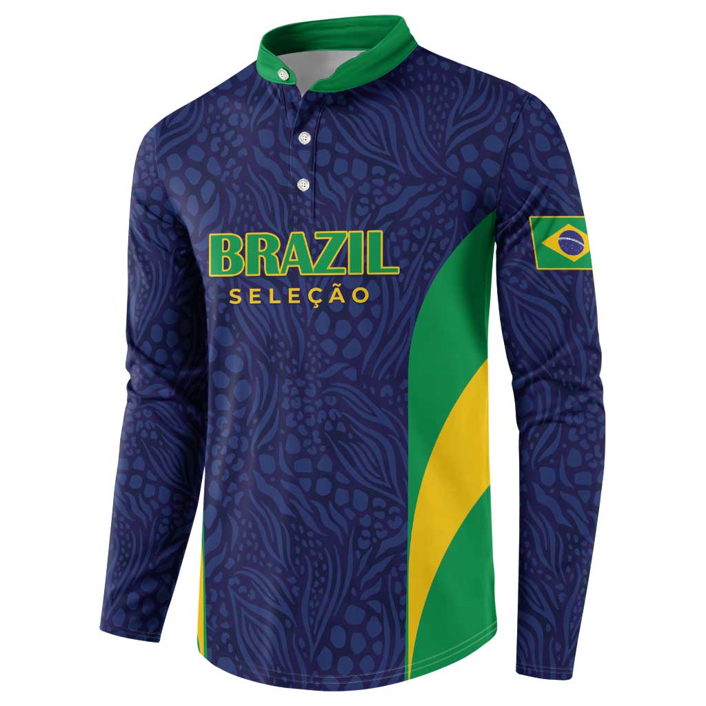 Custom Brazil Football Button Sweatshirt Canary Squad Go Champions - Wonder Print Shop