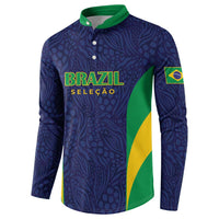 Custom Brazil Football Button Sweatshirt Canary Squad Go Champions - Wonder Print Shop