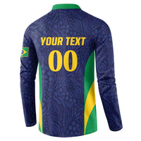 Custom Brazil Football Button Sweatshirt Canary Squad Go Champions - Wonder Print Shop