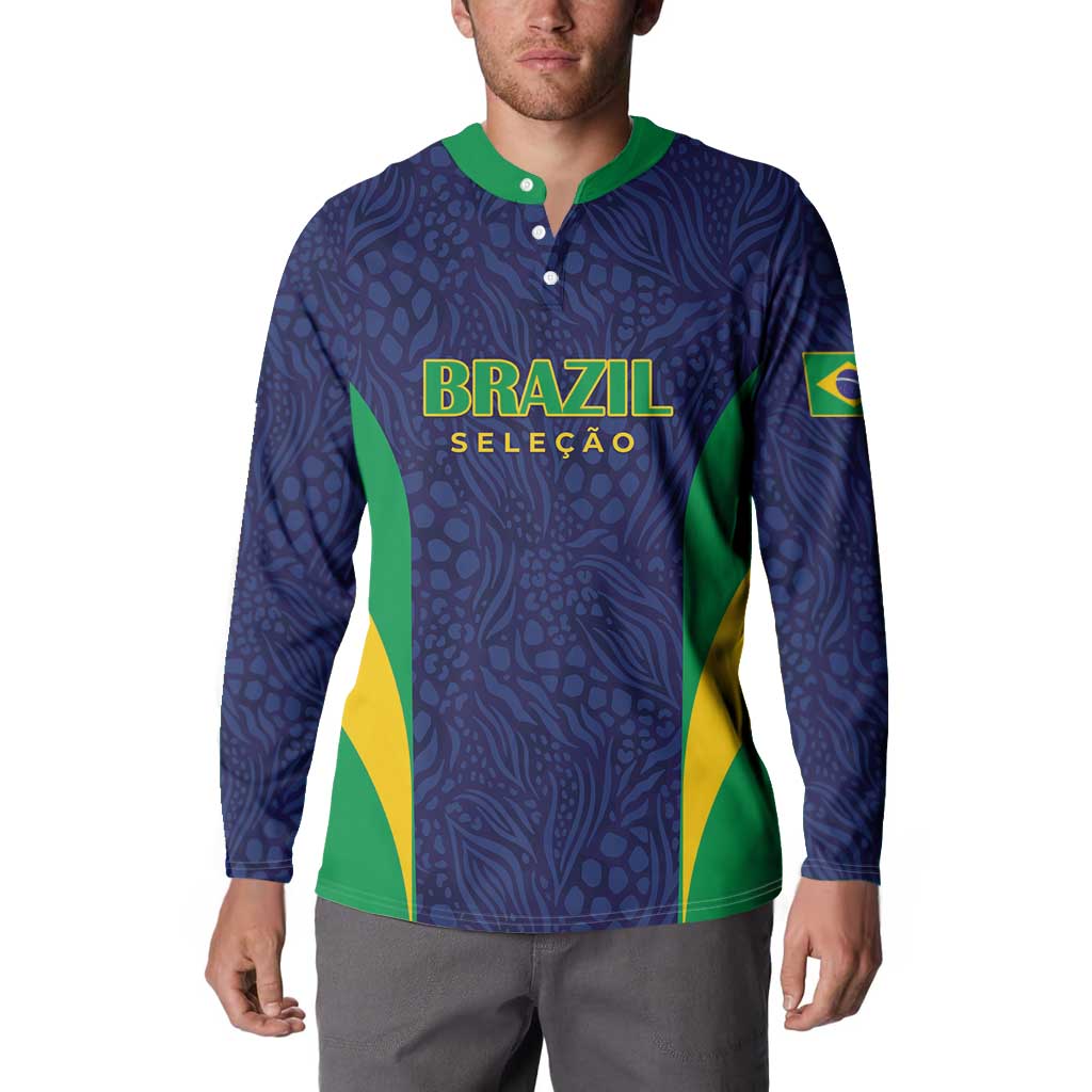 Custom Brazil Football Button Sweatshirt Canary Squad Go Champions - Wonder Print Shop