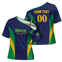 Custom Brazil Football Cross Shoulder Shirt Canary Squad Go Champions - Wonder Print Shop