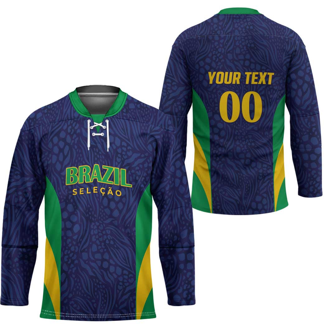 Custom Brazil Football Hockey Jersey Canary Squad Go Champions - Wonder Print Shop
