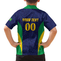 Custom Brazil Football Kid Hawaiian Shirt Canary Squad Go Champions - Wonder Print Shop