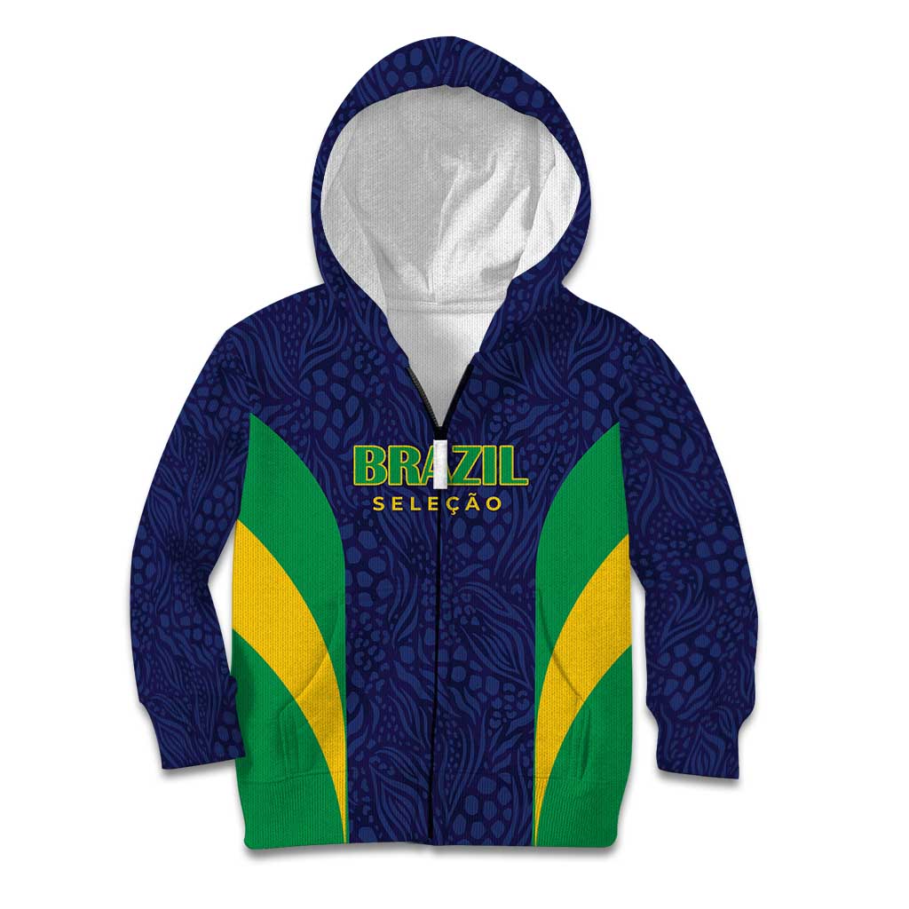Custom Brazil Football Kid Hoodie Canary Squad Go Champions - Wonder Print Shop