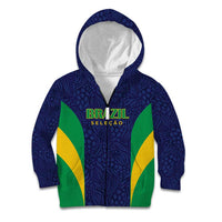 Custom Brazil Football Kid Hoodie Canary Squad Go Champions - Wonder Print Shop