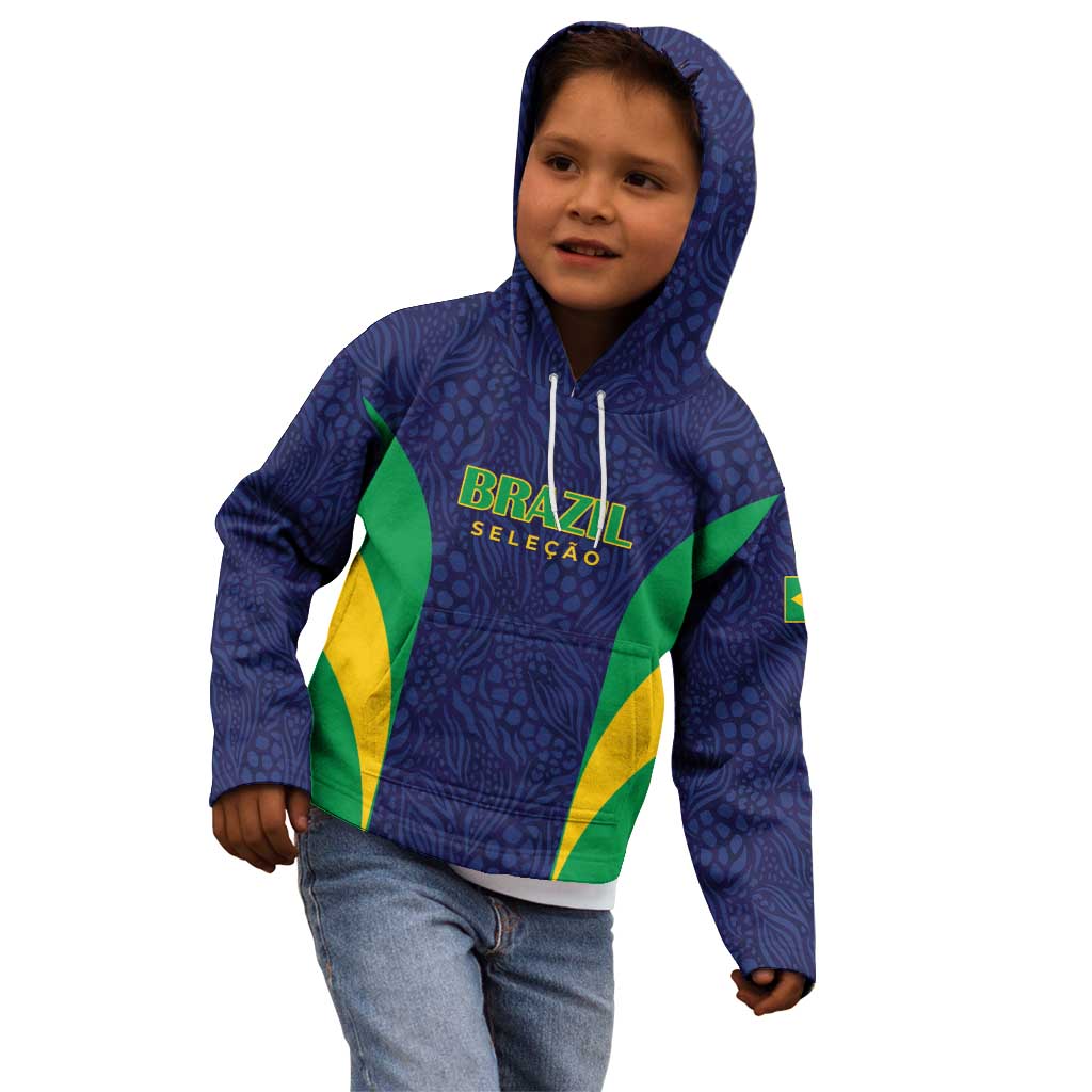 Custom Brazil Football Kid Hoodie Canary Squad Go Champions - Wonder Print Shop