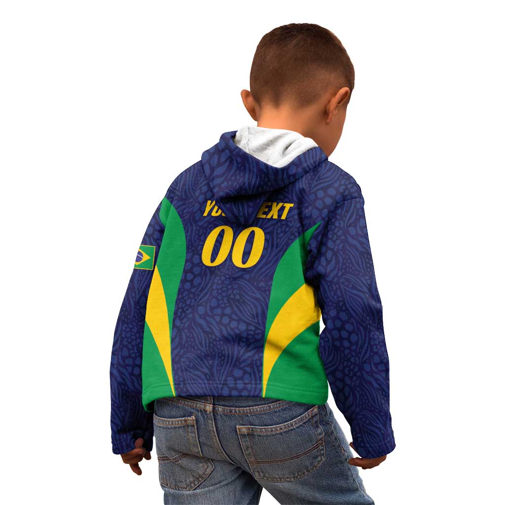 Custom Brazil Football Kid Hoodie Canary Squad Go Champions - Wonder Print Shop