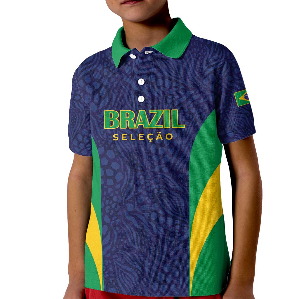 Custom Brazil Football Kid Polo Shirt Canary Squad Go Champions - Wonder Print Shop