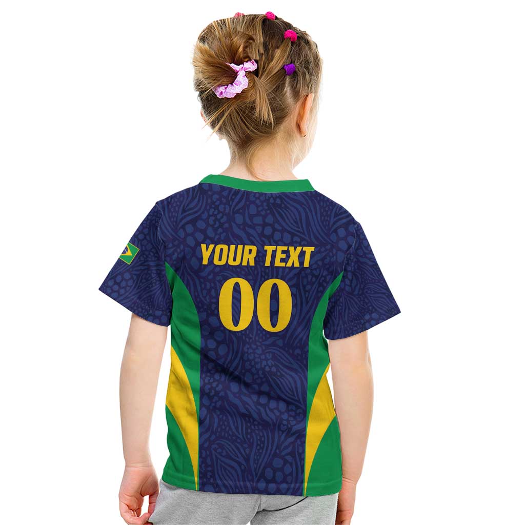 Custom Brazil Football Kid T Shirt Canary Squad Go Champions - Wonder Print Shop
