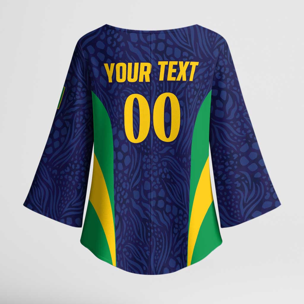 Custom Brazil Football Kimono Sleeve Blouse Canary Squad Go Champions - Wonder Print Shop