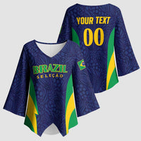 Custom Brazil Football Kimono Sleeve Blouse Canary Squad Go Champions - Wonder Print Shop