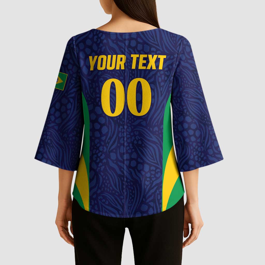 Custom Brazil Football Kimono Sleeve Blouse Canary Squad Go Champions - Wonder Print Shop