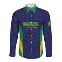 Custom Brazil Football Long Sleeve Button Shirt Canary Squad Go Champions - Wonder Print Shop