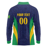 Custom Brazil Football Long Sleeve Polo Shirt Canary Squad Go Champions - Wonder Print Shop