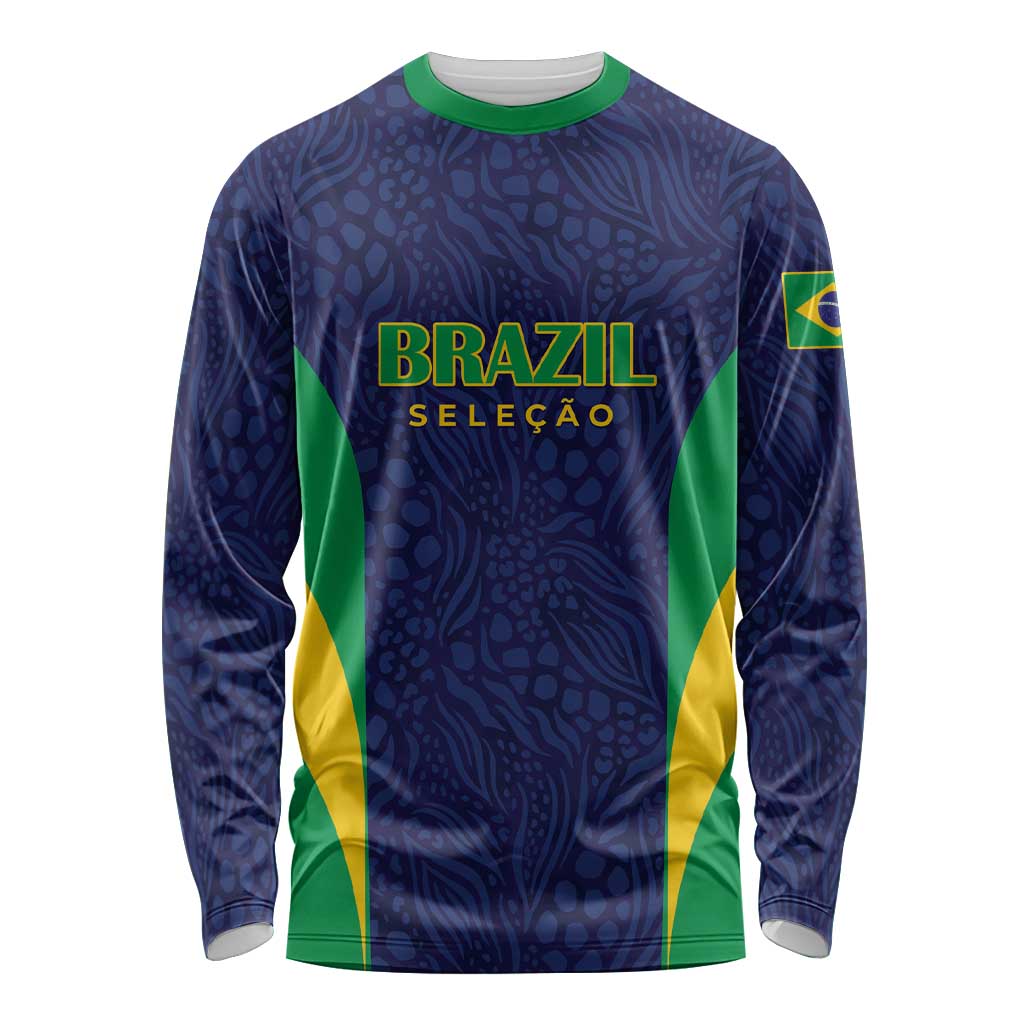 Custom Brazil Football Long Sleeve Shirt Canary Squad Go Champions - Wonder Print Shop