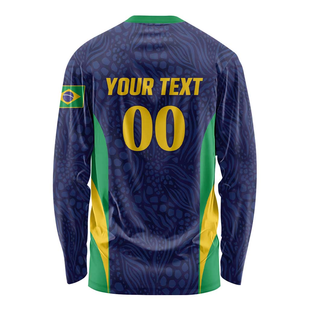 Custom Brazil Football Long Sleeve Shirt Canary Squad Go Champions - Wonder Print Shop