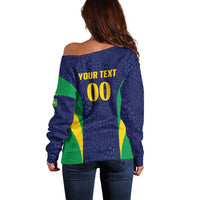 Custom Brazil Football Off Shoulder Sweater Canary Squad Go Champions - Wonder Print Shop