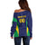 Custom Brazil Football Off Shoulder Sweater Canary Squad Go Champions - Wonder Print Shop