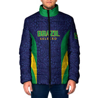Custom Brazil Football Padded Jacket Canary Squad Go Champions - Wonder Print Shop