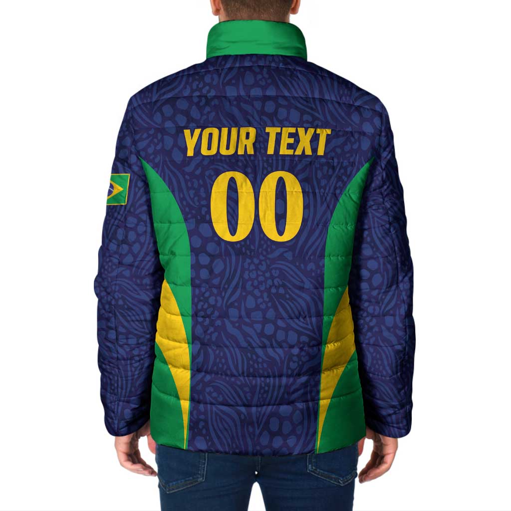 Custom Brazil Football Padded Jacket Canary Squad Go Champions - Wonder Print Shop